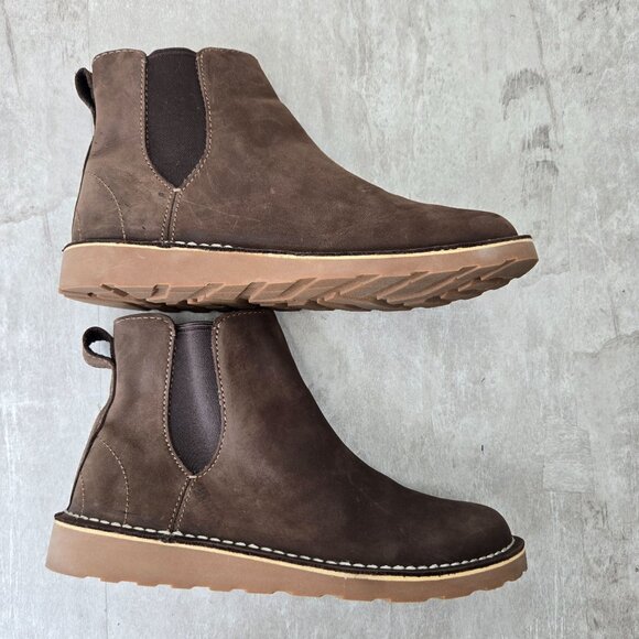 L.L. Bean Pull On Chelsea Boots Sz 8 Brown Nubuck Leather Comfort Ankle Booties - Picture 5 of 10